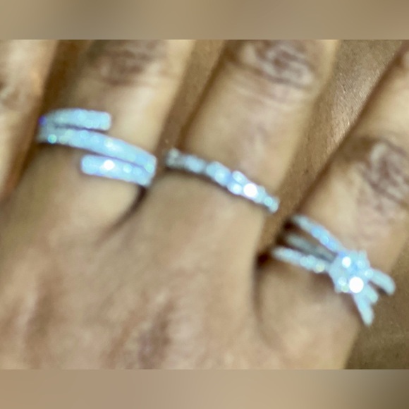 18K VS Diamond Finger Cuff - Toe Ring - Spiral Wrap Vine Crossover - White Gold - Picture 9 of 11